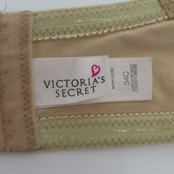 VTG 1999 Victorias Secret 34C Beige Underwire Strapless Bandeau Bra Unlined - Picture 9 of 13